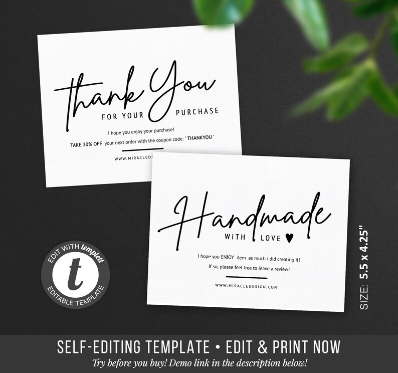 thank you card with photo insert