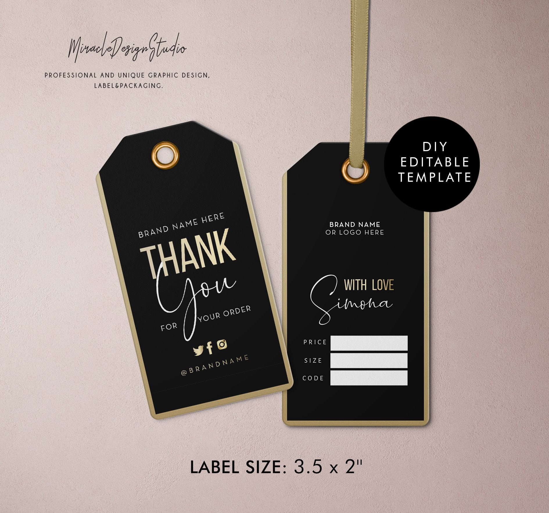 Editable Hang Tag Modern Clothing Tag Template Merchandise - Etsy Schweiz