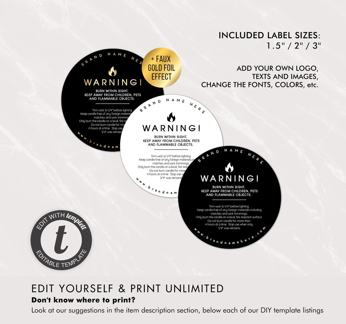 DIY Editable Warning Label Customizable Warning Labels Etsy