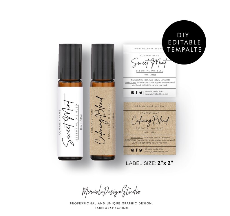 Essential Oil Roller Bottle Labels DIY Label Custom Oil Etsy