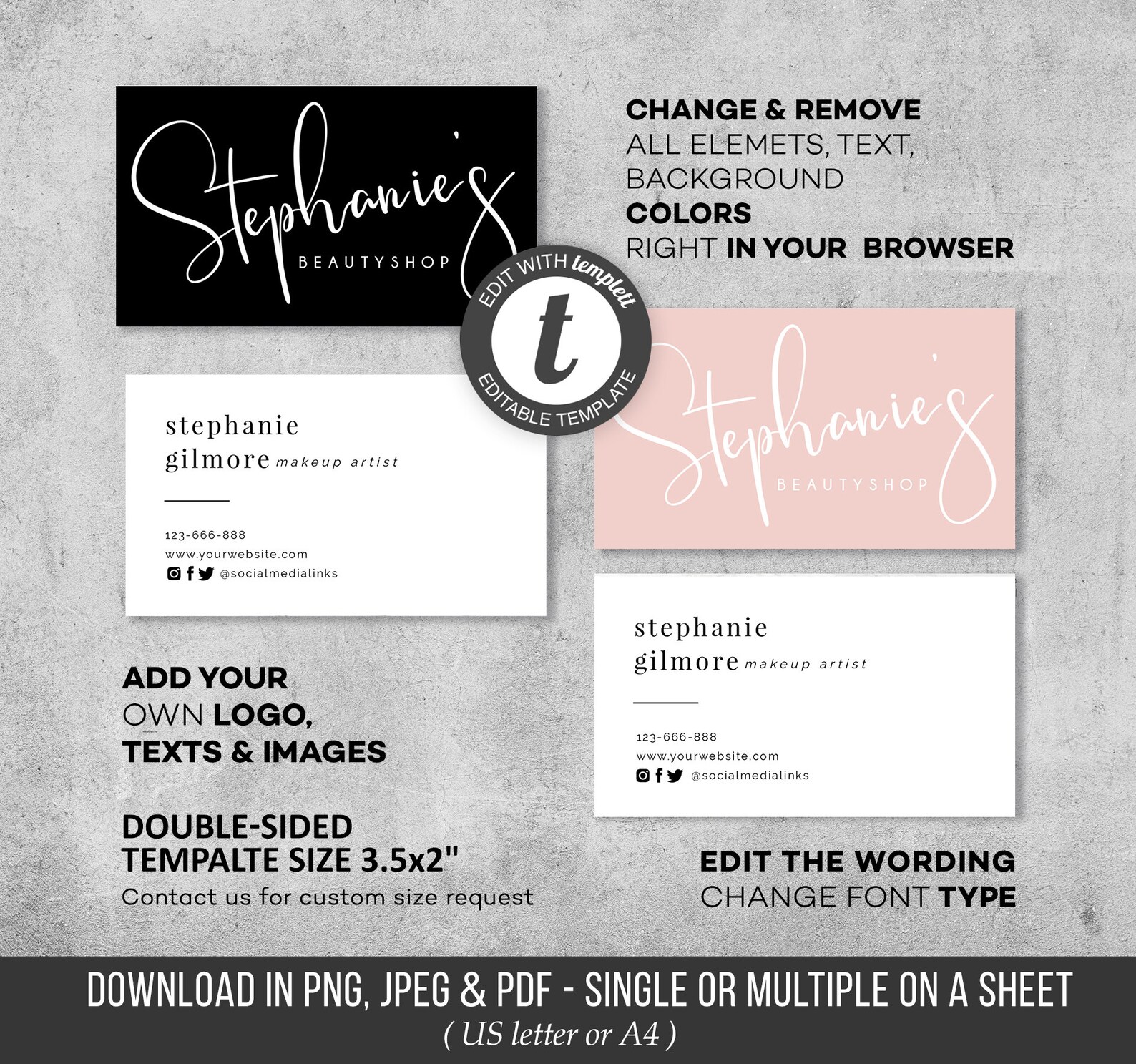 DIY Business Card Printable Business Card Template Instant - Etsy