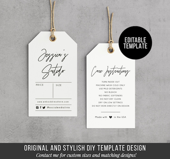 Editable Hang Tag Template DIY Pricing Tag Product Tag Label