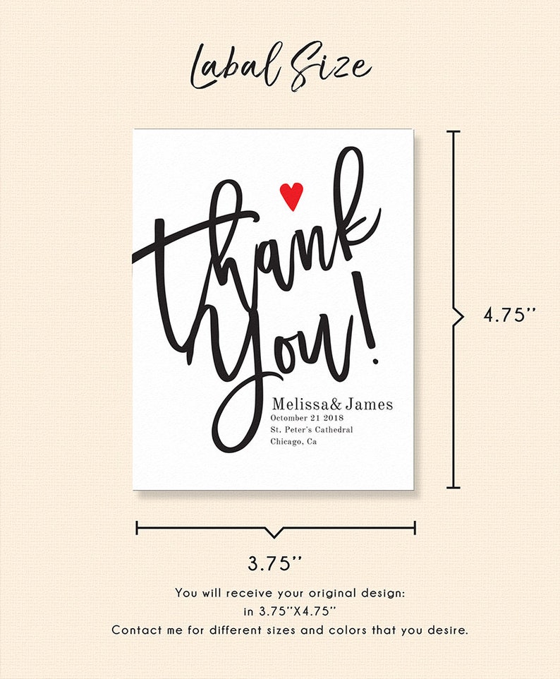 Custom wine label Wedding Bottle Label Wedding wine label Thank you wine label- Personalized Label Wine label Birthday Wine Label