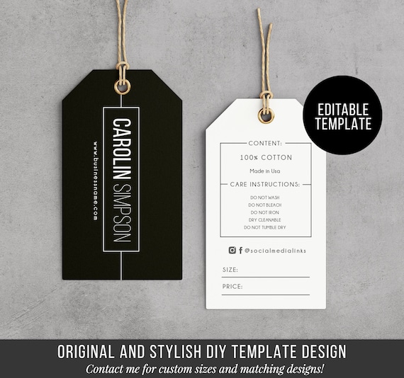 Editable Hang Tag Template DIY Pricing Tag Product Tag Label