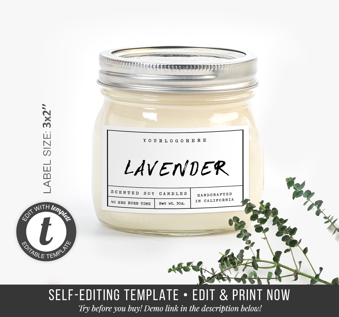 Custom Candle Labels - Candle Label Design - Editable Product Labels ...