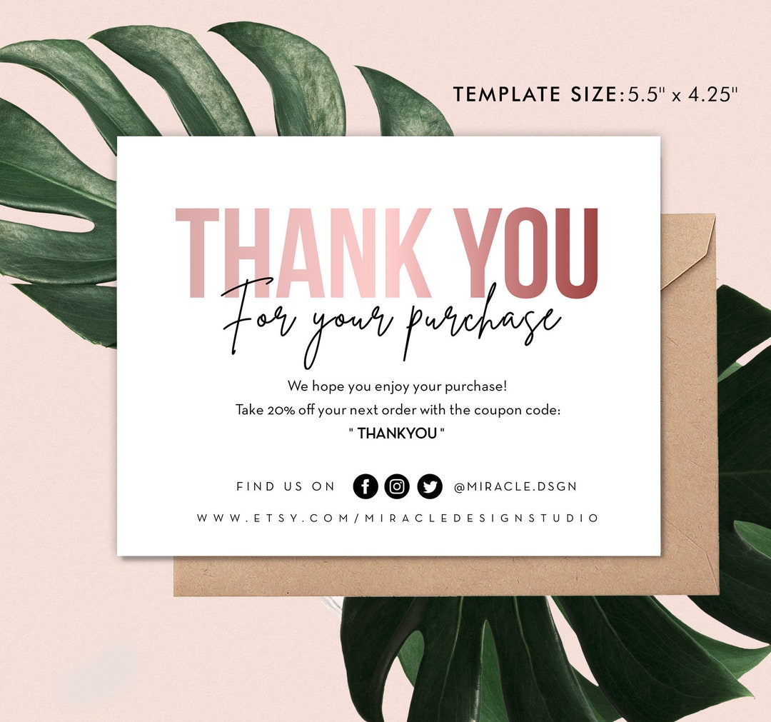 PRINTABLE Leave Review / Thank You Order Insert Card 