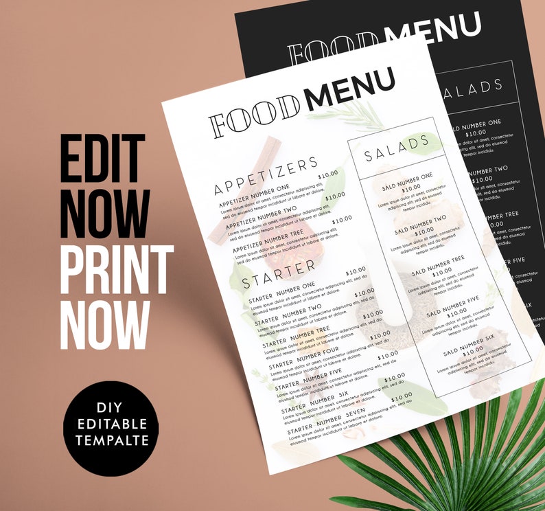 Restaurant Food Menu, DIY Customizable Price List, Business Menu ...