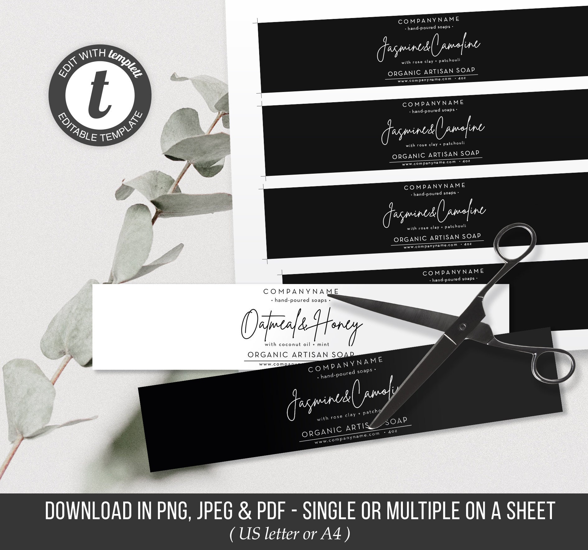 Custom Soap Label Template DIY Printable Soap Labels | Etsy