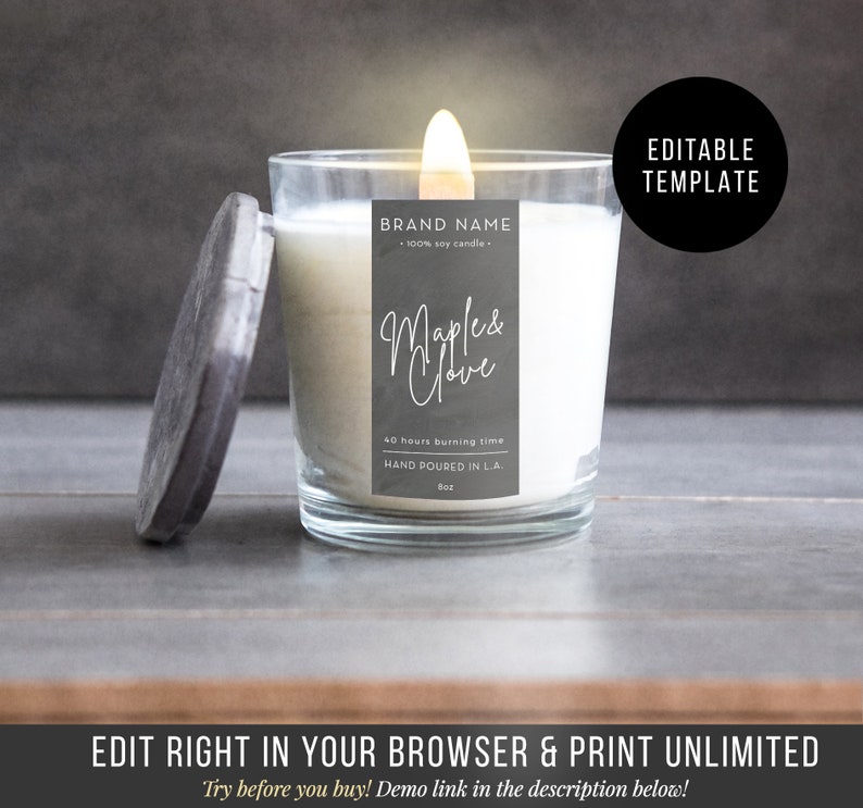 candle label diy template vertical product label editable