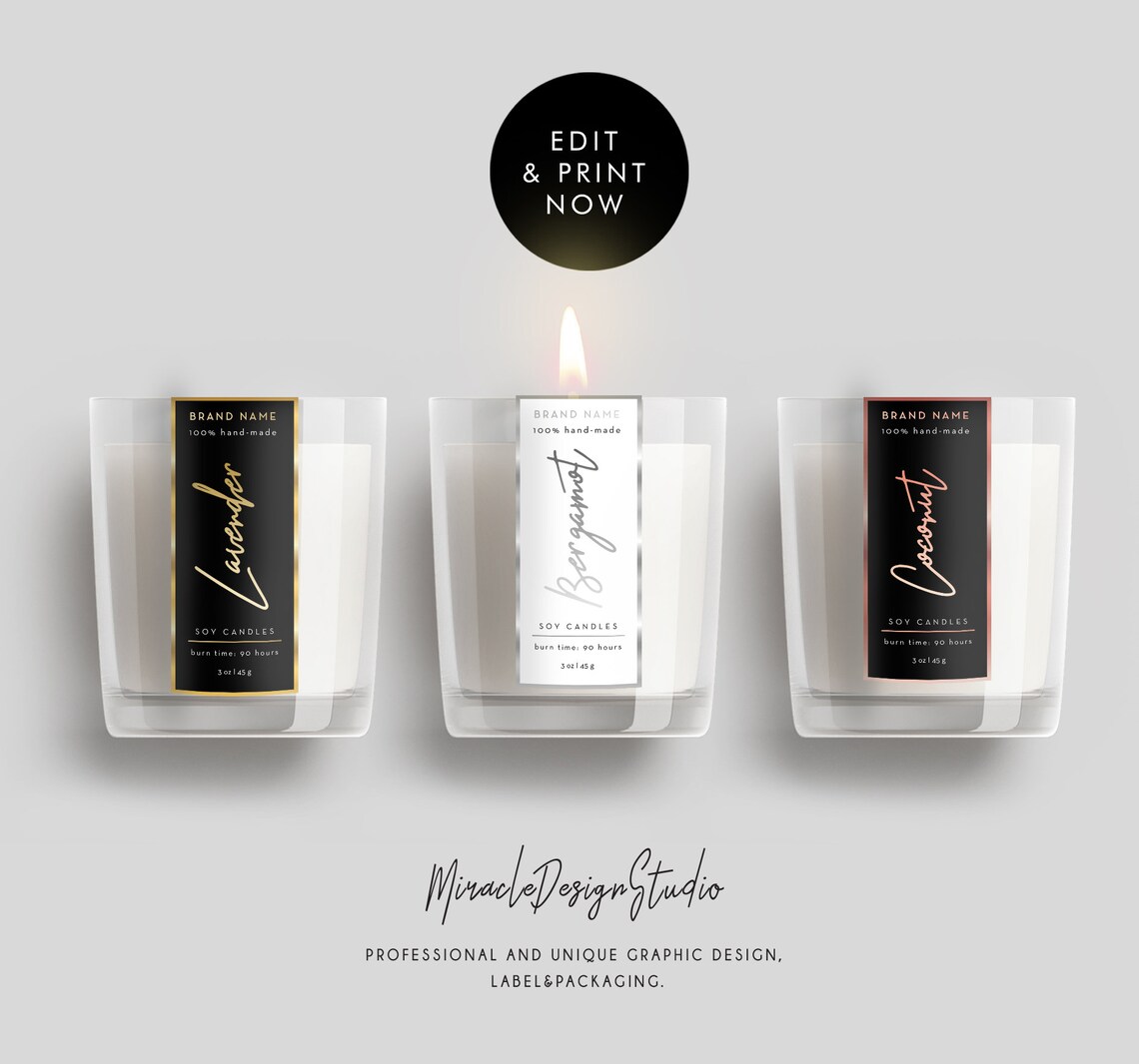 DIY Candle labels 1.5 x 3'' Editable Vertical Label Etsy