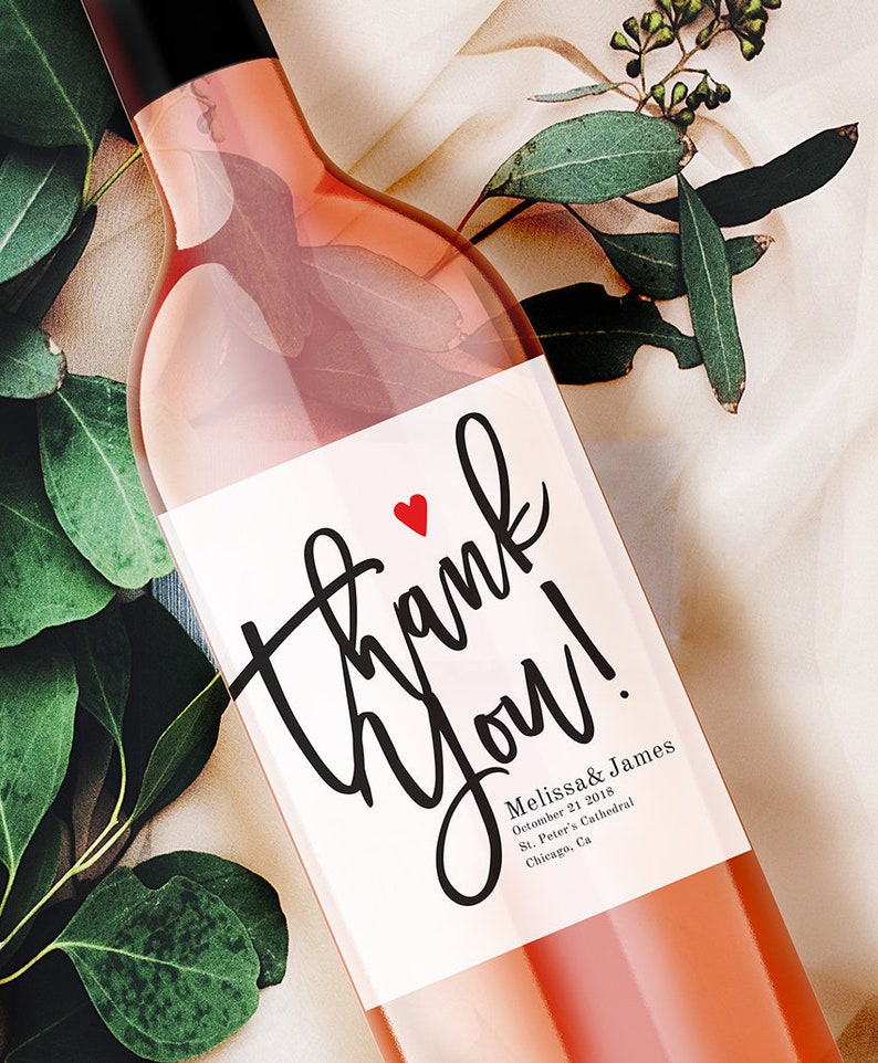 Custom wine label Wedding Bottle Label Wedding wine label Thank you wine label- Personalized Label Wine label Birthday Wine Label