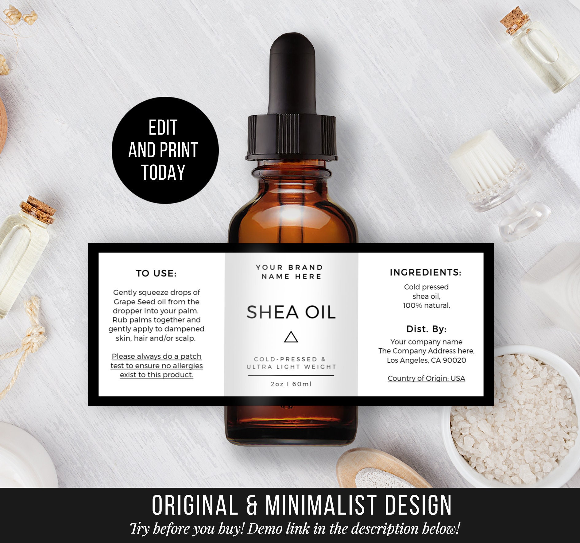 Editable Product Label - Dropper Label - Label Template - Label Design ...