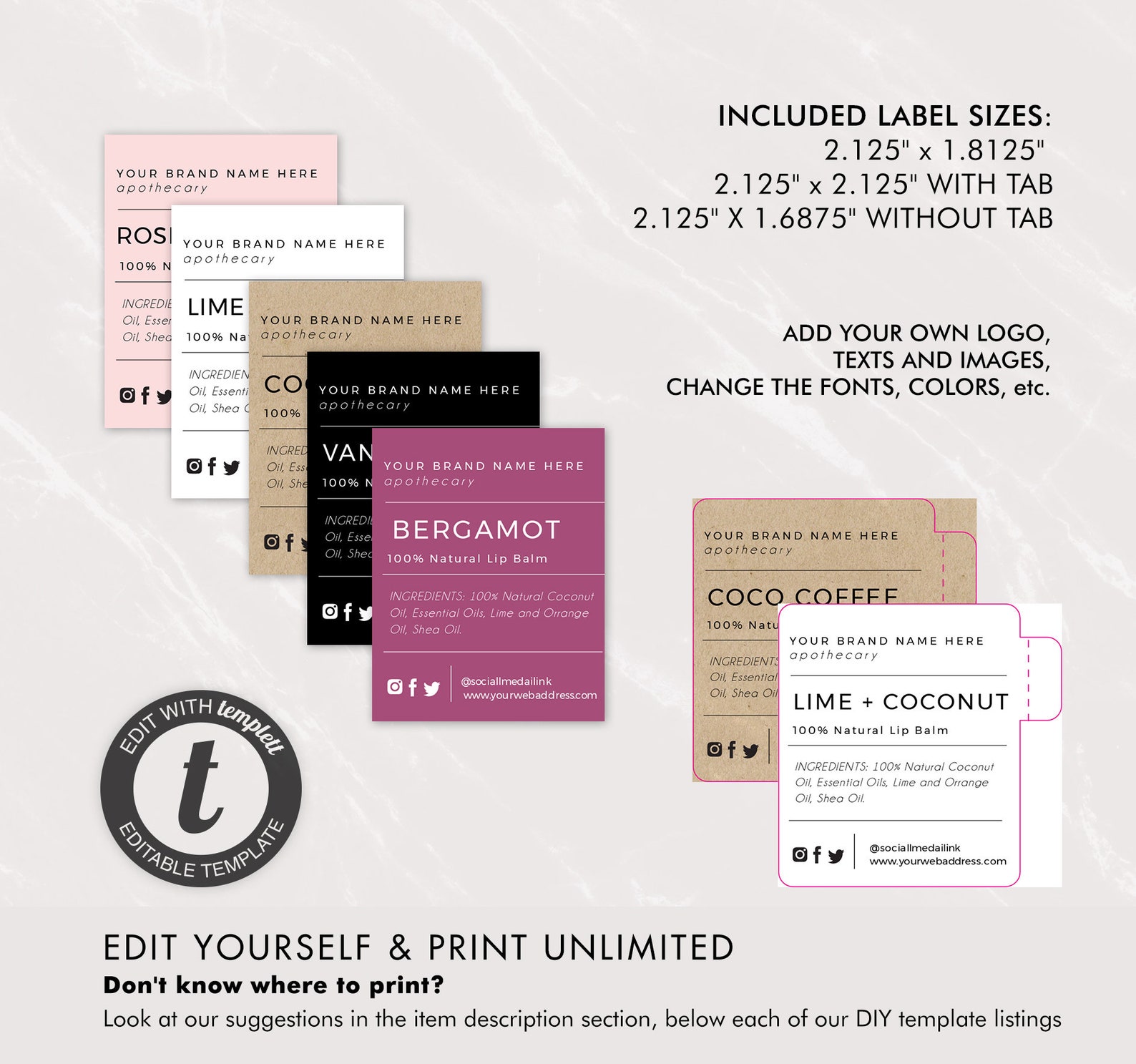 DIY Lip Balm Label Template Editable Lip Balm Label DIY Etsy
