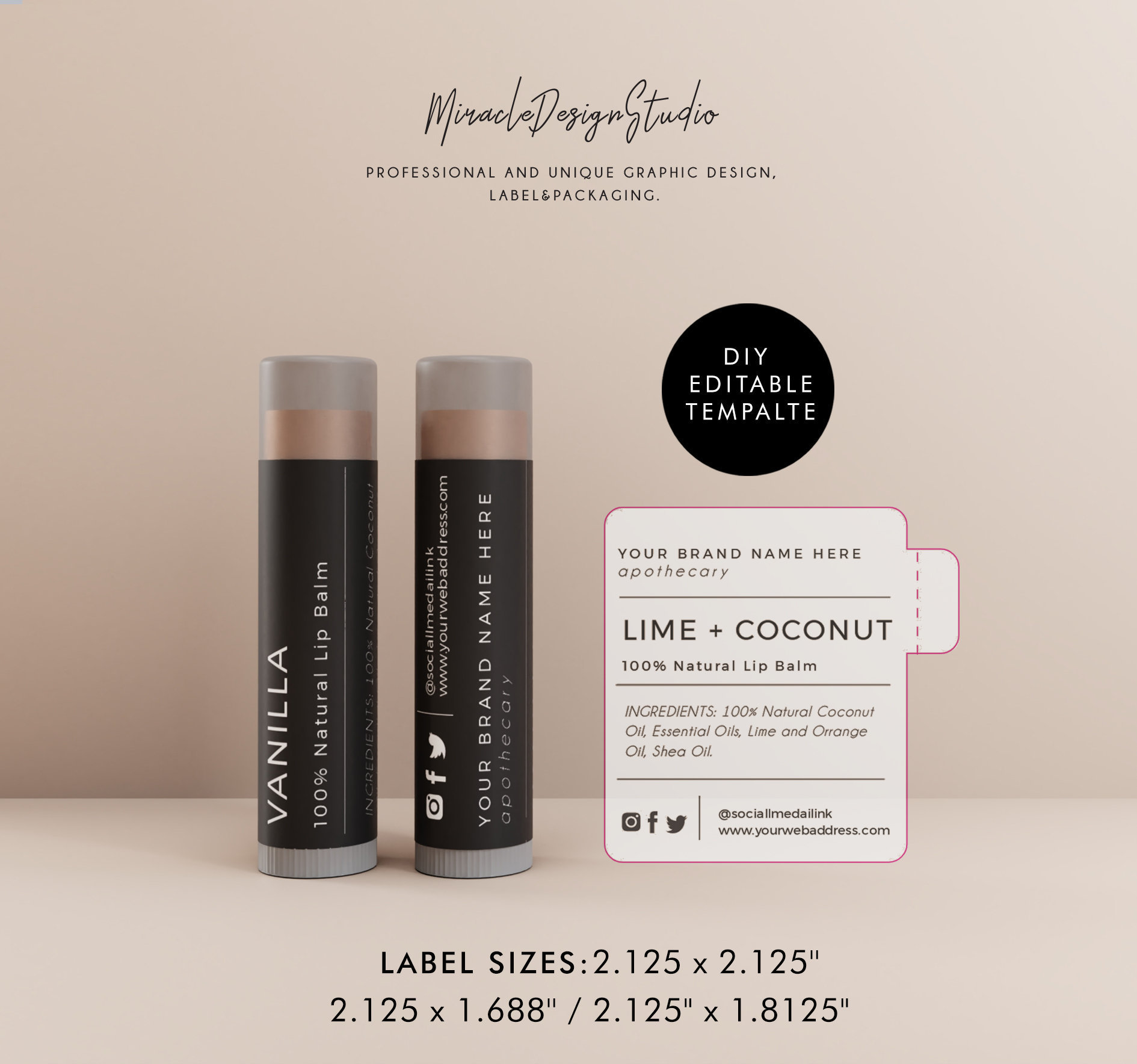 DIY Lip Balm Label Template Editable Lip Balm Label DIY Etsy