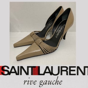 Yves Saint Laurent Rive Gauche vintage leather pointed - toe pumps 5.5US size / 35.5 EU size / 80s