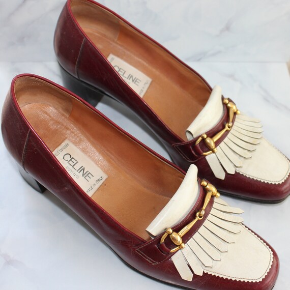 Vintage CELINE Women's Burgundy Leather Horsebit L