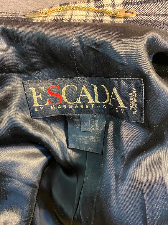 Escada Vintage Women's Wool Plaid Check Blazer Bl… - image 4