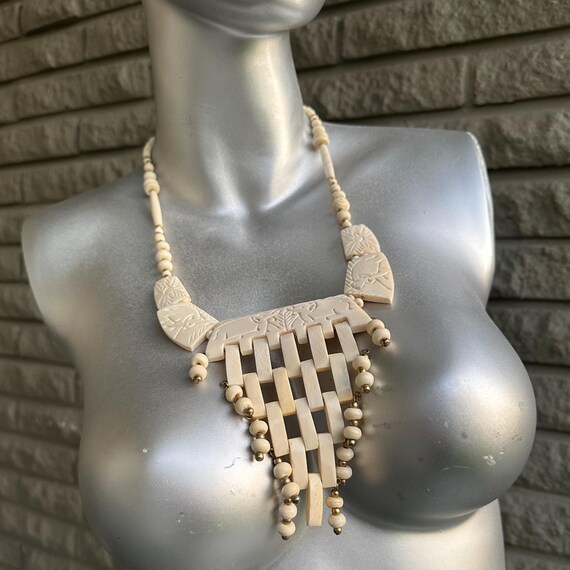 Carved Bone Elephant Dance Statement Priestess Ne… - image 3