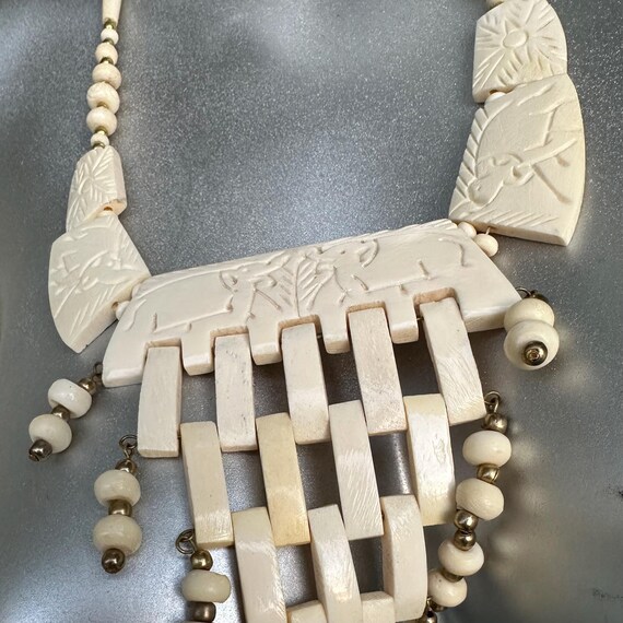 Carved Bone Elephant Dance Statement Priestess Ne… - image 4