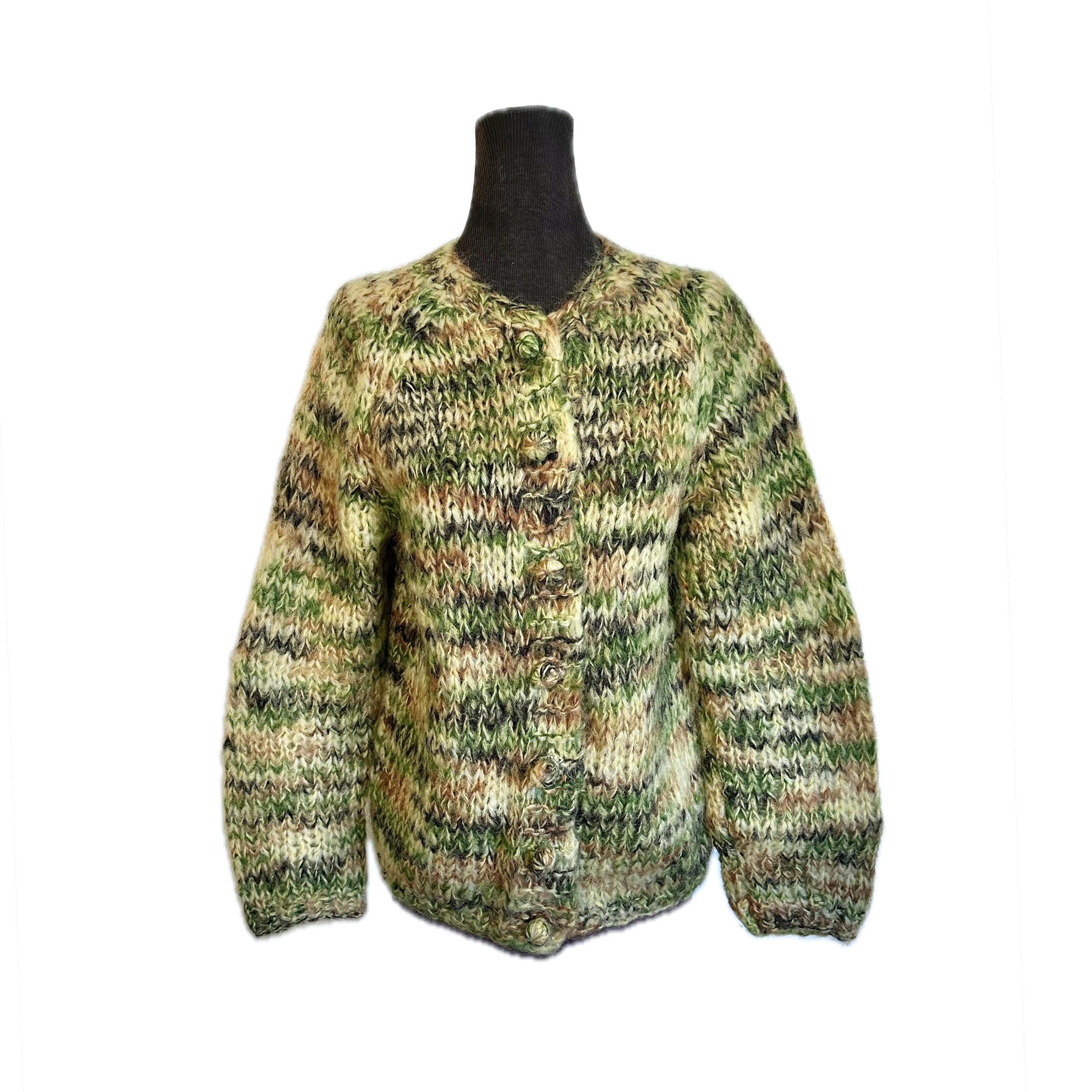 Italian Mohair 60s Oversized Knit Cardigan Sweater / Rosanna