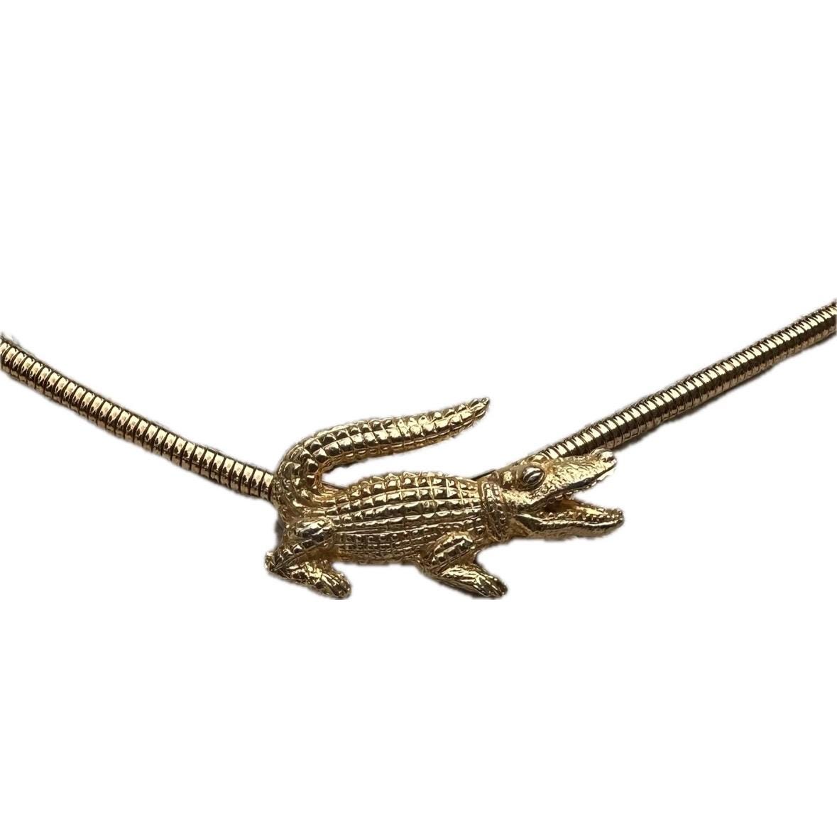 Vintage Lacoste Alligator Gold Tone Stretchy Snake Chain  display picture 1