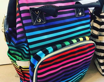 Rainbow Striped Diaper Backpack Mommy Bag Travel Changing