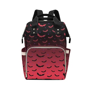 Roten Ombre Fledermäuse Goth Windel Rucksack Mami Tasche Wickeltasche Wickeltasche