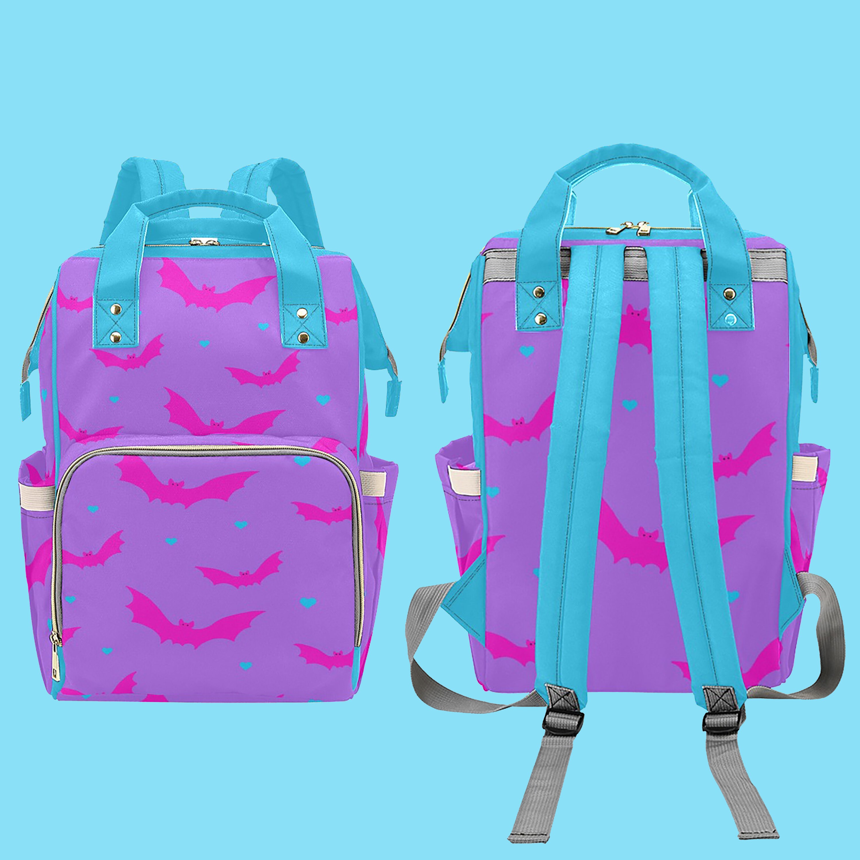 Purple and Pink Creepy Bat Diaper Backpack Mommy Bag Travel Etsy Canada