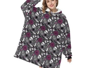 Spooky Halloween Thème Couverture Pull À Capuche À Capuche Hiver Surdimensionné Enfants Adultes