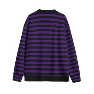 Black & Purple Striped Hooded Sweater Coat