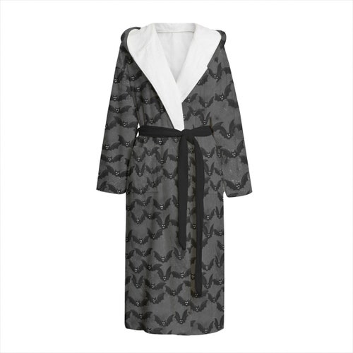 Black Bats Spooky Print Dressing Gown Bathrobe