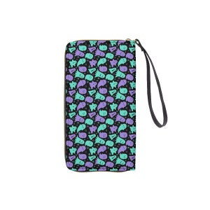 Monedero para dama con forma de fantasma verde y morado, tarjetero, monedero, alternativa espeluznante