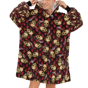 Film horror Jason Coperta accogliente Felpa con cappuccio Felpa invernale oversize Bambini Adulti
