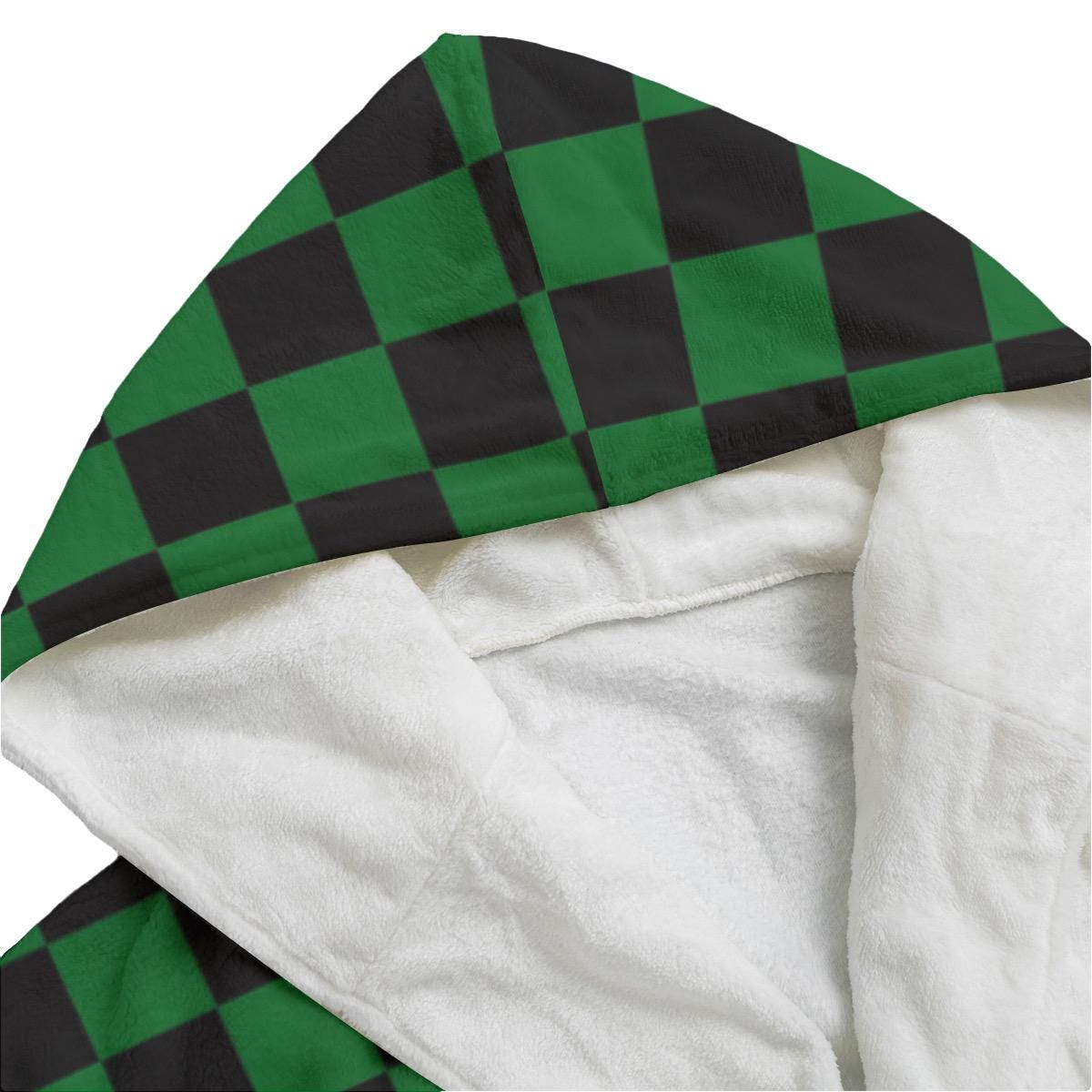Black and Green Checkered Dressing Gown Bathrobe - Etsy