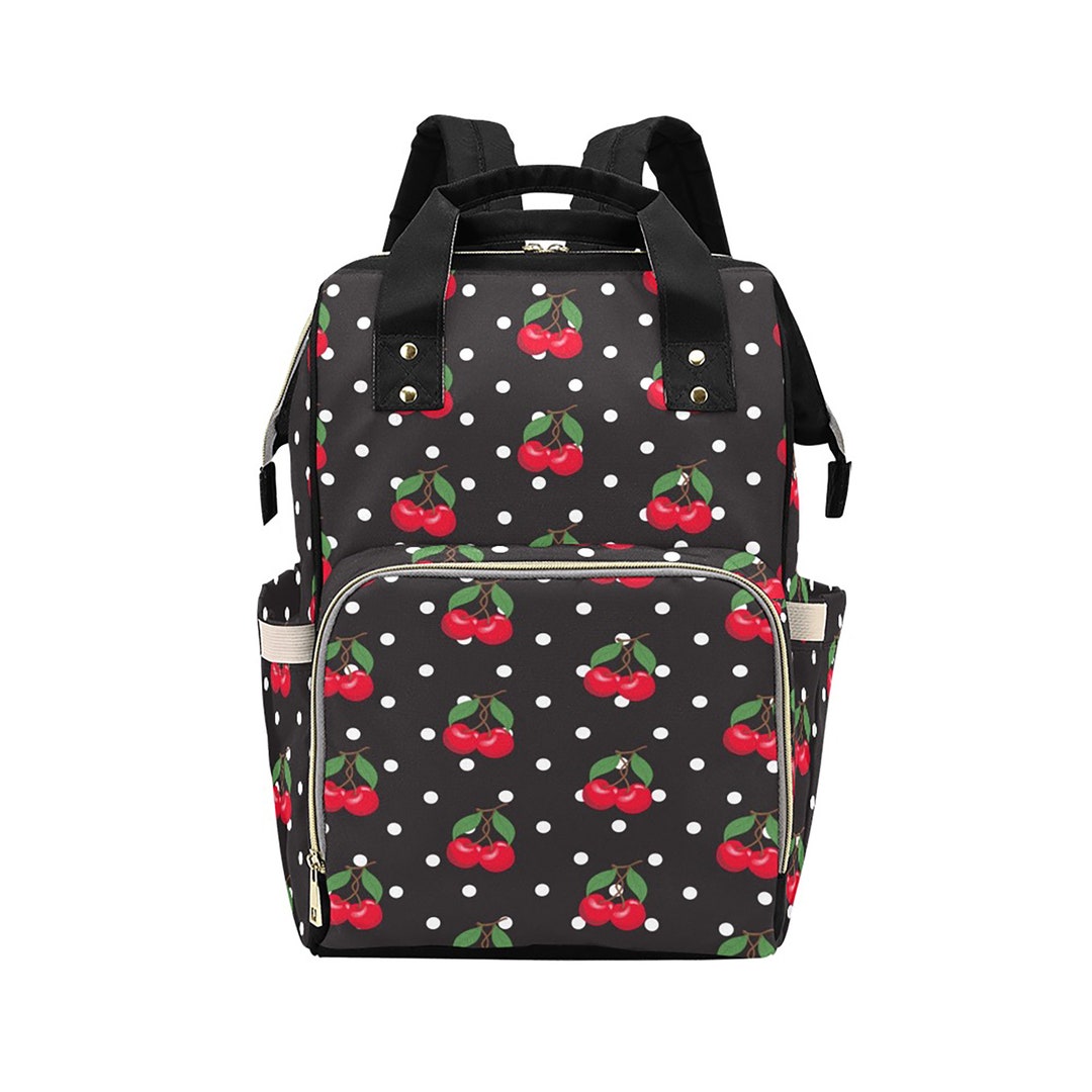 Polka Dot Cherry Rockabilly Diaper Backpack Mommy Bag Travel
