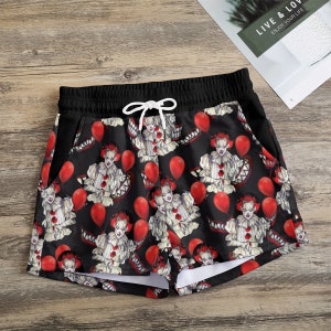 IT Horror Movie Clown Casual Shorts with Pockets