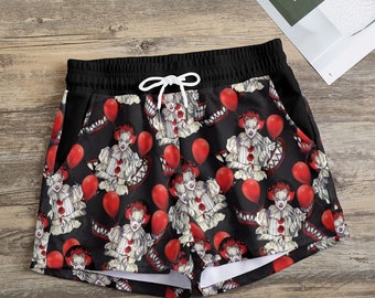 IT Horror Movie Clown Casual Shorts with Pockets