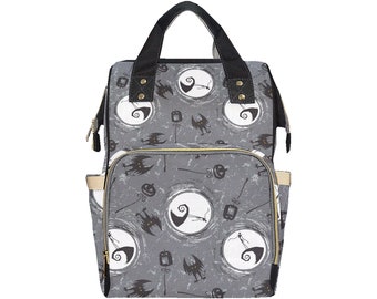 Light Grey Nightmare Before Christmas Diaper Backpack Mommy Bag Travel Changing Nappy