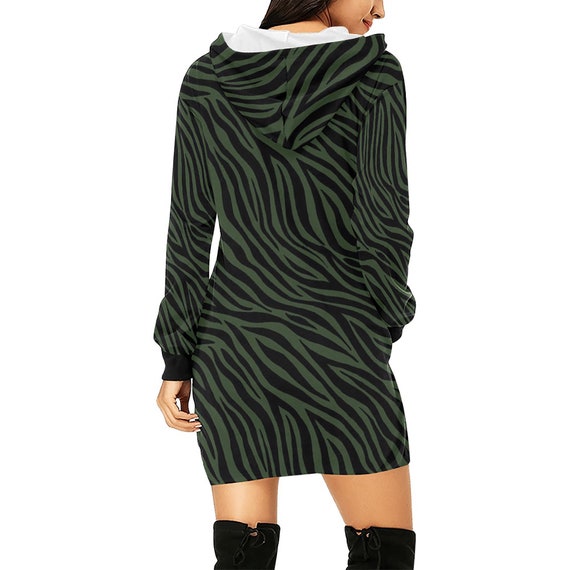Gothic Green Zebra Print Hoodie Mini Dress Oversized - Etsy Gothic Green Zebra Print Hoodie Mini Dress Oversized - Etsy