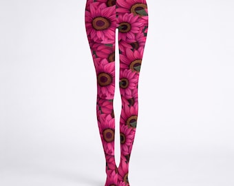 Pink Sunflowers Statement Tights S-2XL