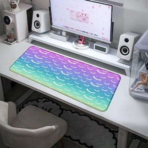 Pastel Ombre Gothic Bats Mousepad Gothic Desk Mat Mouse Keyboard Pad Gaming Goth Office Decor XL Gaming Desk Pad Halloween Desk Decor