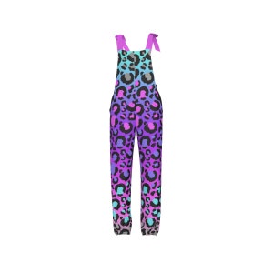 Rainbow Ombre Leopard Print Ladies Dungarees Overalls Colourful