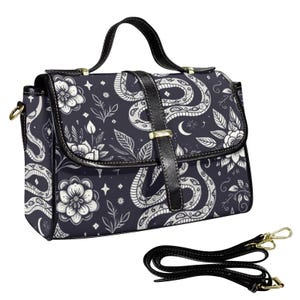 Bolso de mano con diseño de serpiente celestial de bruja azul para mujer, estilo gótico de Halloween