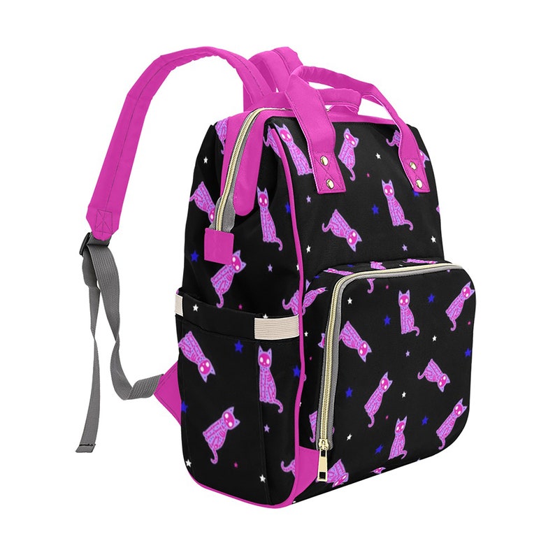 Pink Punk Skelecat Skeleton Diaper Backpack Mommy Bag Travel Changing ...