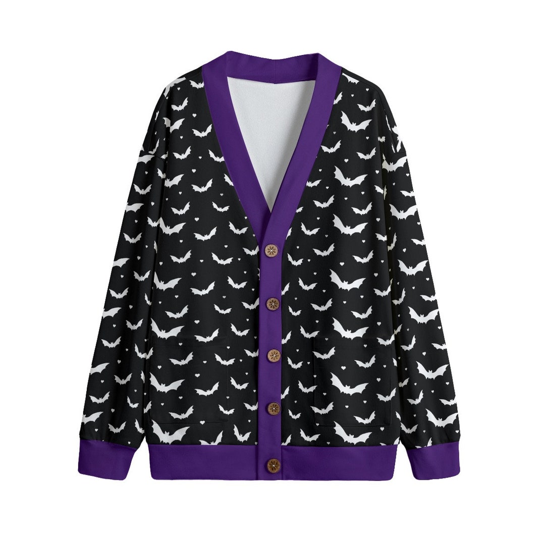 Black Bats Spooky Print Cardigan Jumper Unisex Plus Size S-5XL - Etsy