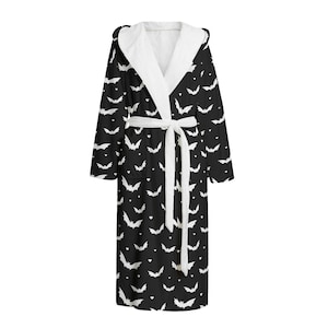 Black Bats Spooky Print Dressing Gown Bathrobe