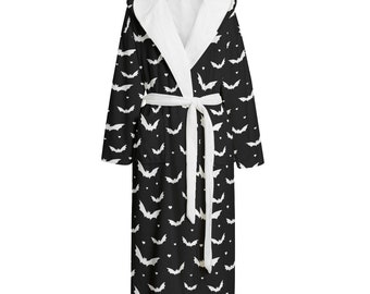 Black Bats Spooky Print Dressing Gown Bathrobe