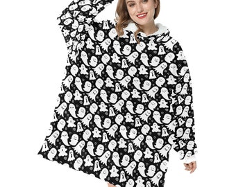 Duchy Straszny Halloween Temat Koc Z Kapturem Sweter Z Kapturem Zima Oversized Dzieci Dorośli