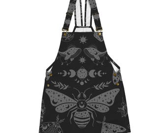 Celestial Witchy Moth Gothic Shortalls Overalls Dungaree Shorts Unisex