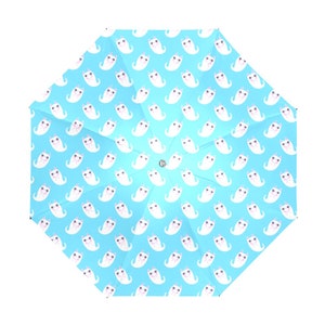 Spooky Cute Ghost Cat Print Rain UV Umbrella